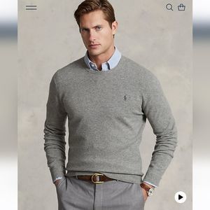 Polo Ralph Lauren Italian Yarn Wool & Cashmere Sweater in Grey Mens Size L